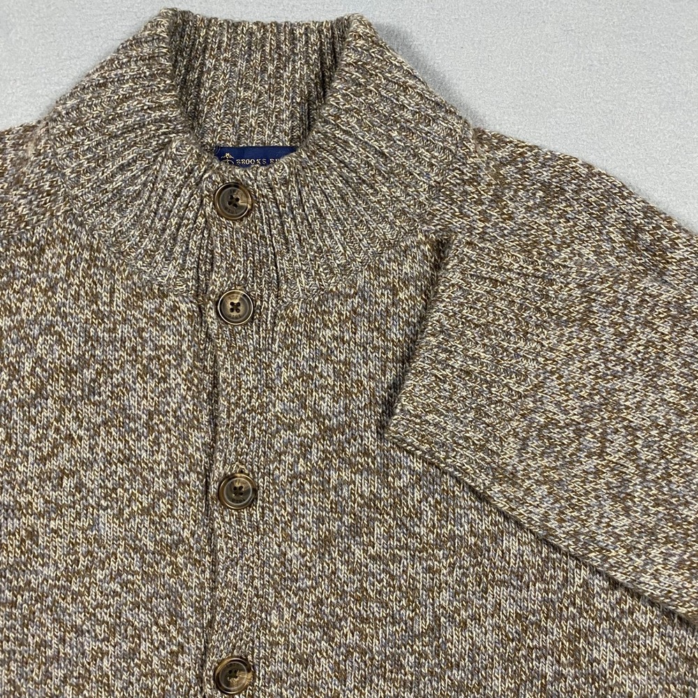 Brooks Brothers Merino Wool Blend Cardigan Sweater Mens XXL Brown Marled Italian